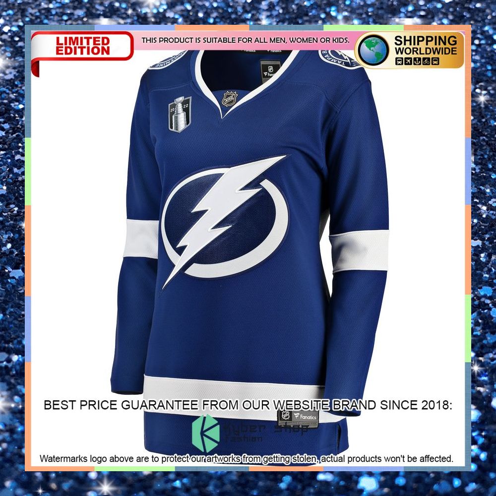 Tampa Bay Lightning Women's Home 2022 Stanley Cup Final Blue Hockey Jersey 6 Tampa Bay Lightning Women's Home 2022 Stanley Cup Final Blue Hockey Jersey word1