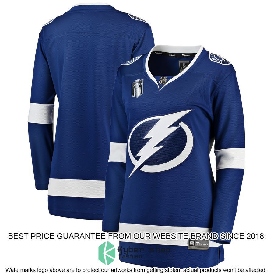 Tampa Bay Lightning Women's Home 2022 Stanley Cup Final Blue Hockey Jersey 4 Tampa Bay Lightning Women's Home 2022 Stanley Cup Final Blue Hockey Jersey word1