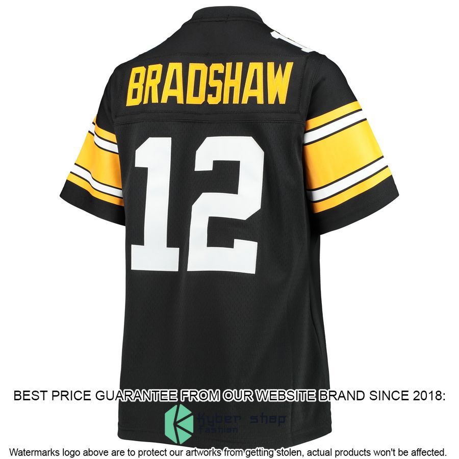 Terry Bradshaw Pittsburgh Steelers Mitchell & Ness Women's Legacy Black Football Jersey 3 Terry Bradshaw Pittsburgh Steelers Mitchell & Ness Women's Legacy Black Football Jersey word1