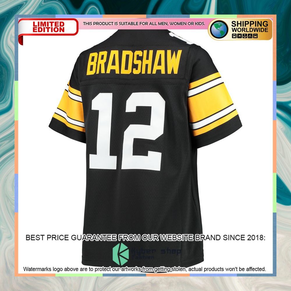 Terry Bradshaw Pittsburgh Steelers Mitchell & Ness Women's Legacy Black Football Jersey 7 Terry Bradshaw Pittsburgh Steelers Mitchell & Ness Women's Legacy Black Football Jersey word1