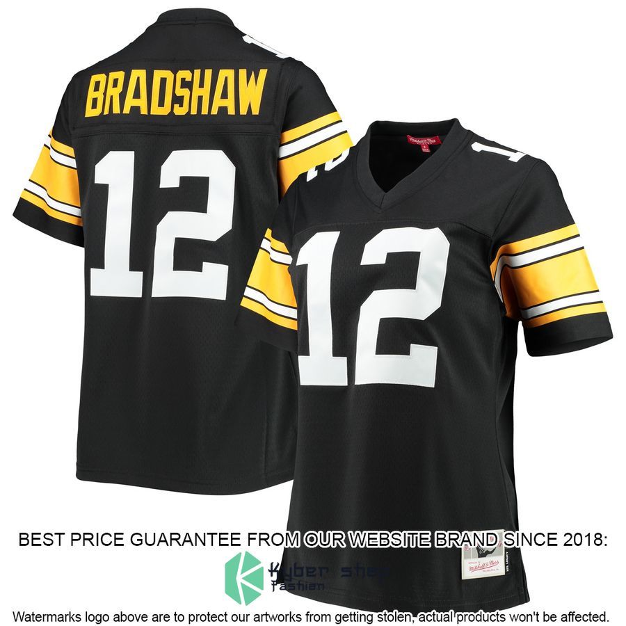 Terry Bradshaw Pittsburgh Steelers Mitchell & Ness Women's Legacy Black Football Jersey 4 Terry Bradshaw Pittsburgh Steelers Mitchell & Ness Women's Legacy Black Football Jersey word1