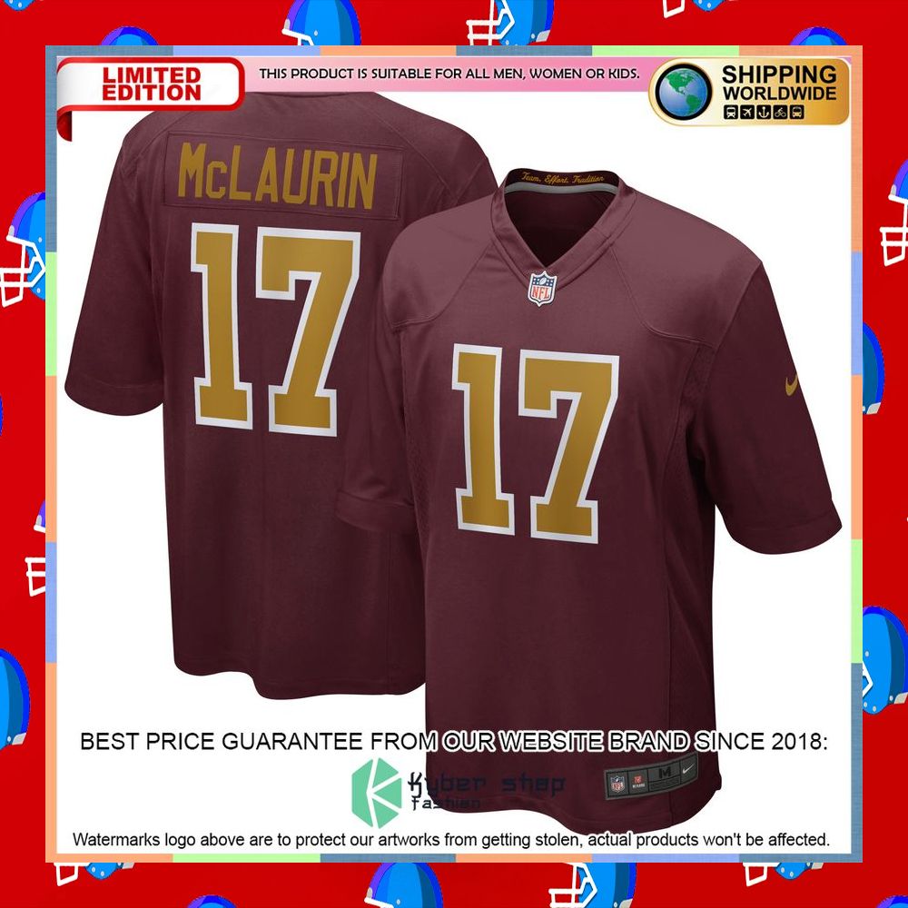Terry McLaurin Washington Football Team Alternate Burgundy Football Jersey 8 Terry McLaurin Washington Football Team Alternate Burgundy Football Jersey word3
