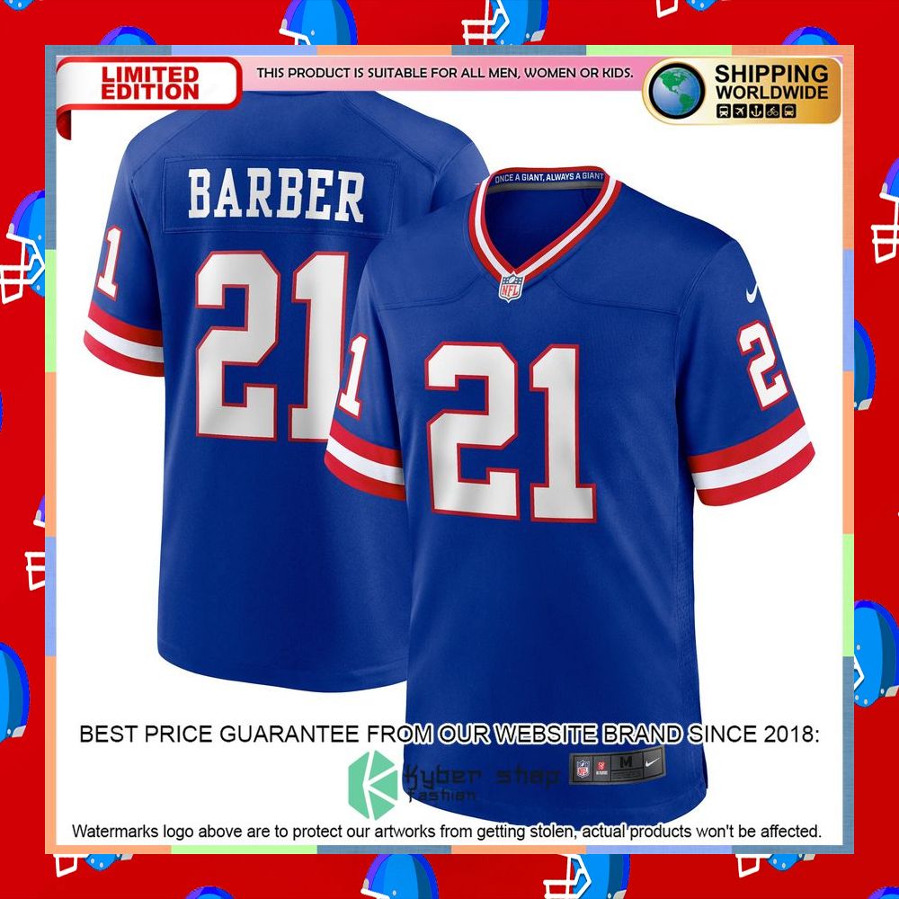 Tiki Barber New York Giants Classic Retired Royal Football Jersey 5 Tiki Barber New York Giants Classic Retired Royal Football Jersey word2