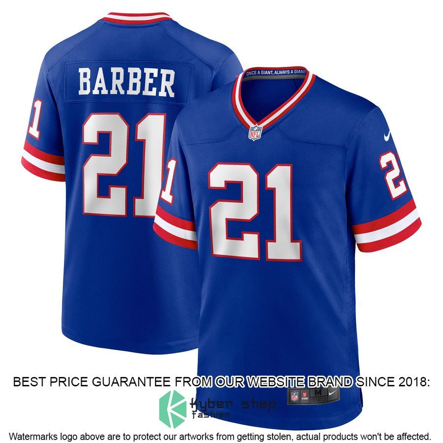 Tiki Barber New York Giants Classic Retired Royal Football Jersey 4 Tiki Barber New York Giants Classic Retired Royal Football Jersey word2