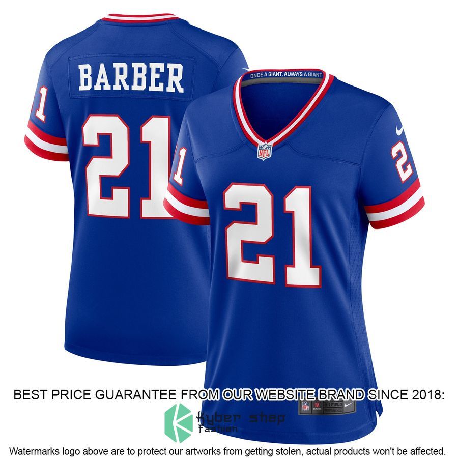 Tiki Barber New York Giants Women's Classic Retired Royal Football Jersey