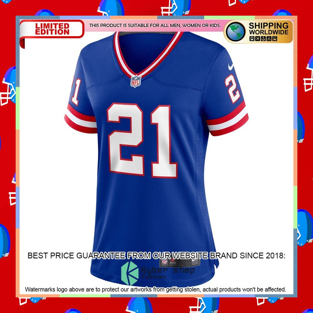 Tiki Barber New York Giants Women's Classic Retired Royal Football Jersey 6 Tiki Barber New York Giants Women's Classic Retired Royal Football Jersey word3