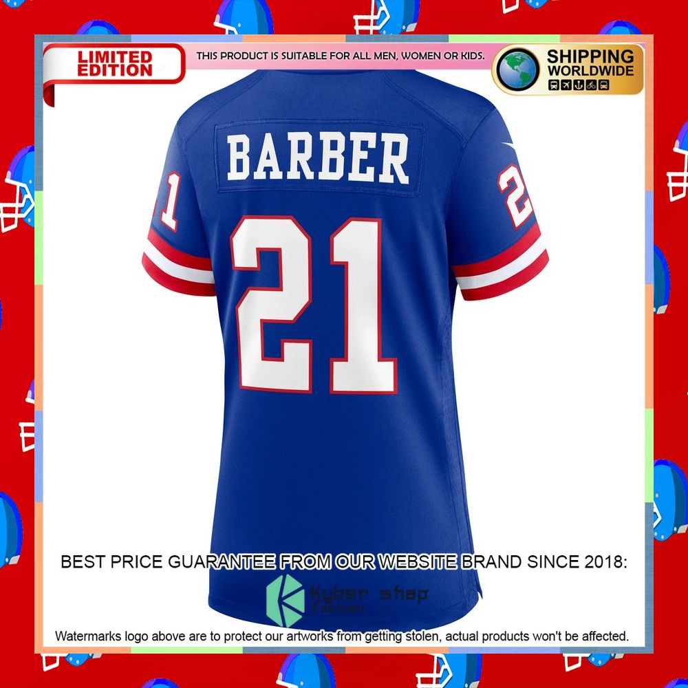 Tiki Barber New York Giants Women's Classic Retired Royal Football Jersey 7 Tiki Barber New York Giants Women's Classic Retired Royal Football Jersey word3