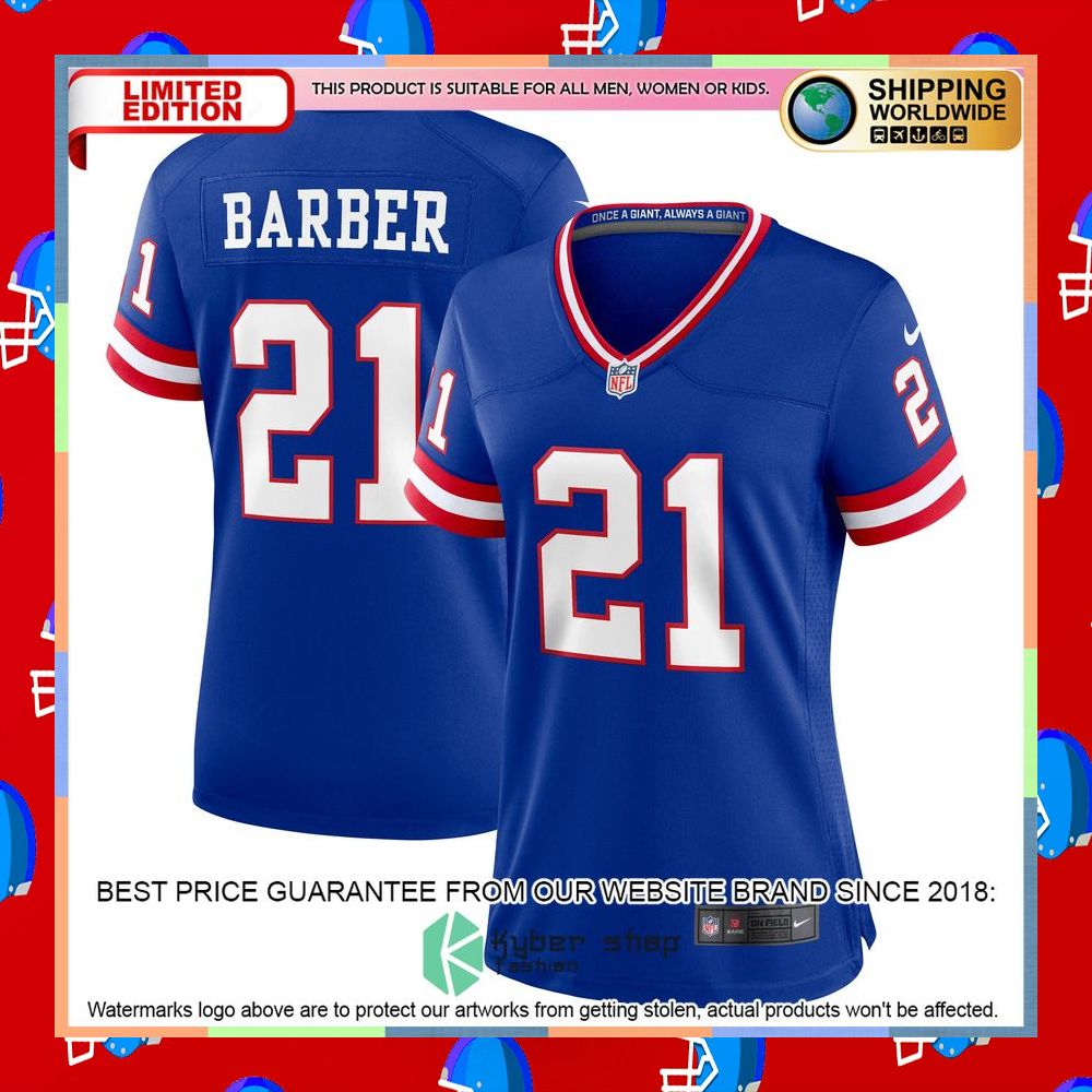 Tiki Barber New York Giants Women's Classic Retired Royal Football Jersey 8 Tiki Barber New York Giants Women's Classic Retired Royal Football Jersey word3