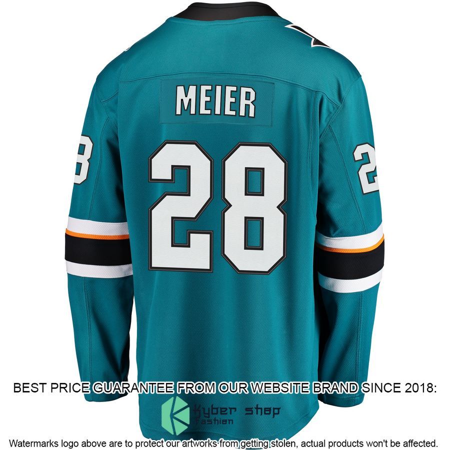 Timo Meier San Jose Sharks Home Premier Teal Hockey Jersey 3 Timo Meier San Jose Sharks Home Premier Teal Hockey Jersey word1