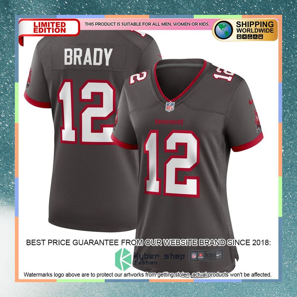 Tom Brady Tampa Bay Buccaneers Women's Alternate Pewter Football Jersey 8 Tom Brady Tampa Bay Buccaneers Women's Alternate Pewter Football Jersey word1
