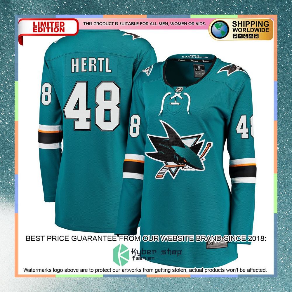 Tomas Hertl San Jose Sharks Women's Teal Hockey Jersey 8 Tomas Hertl San Jose Sharks Women's Teal Hockey Jersey word3