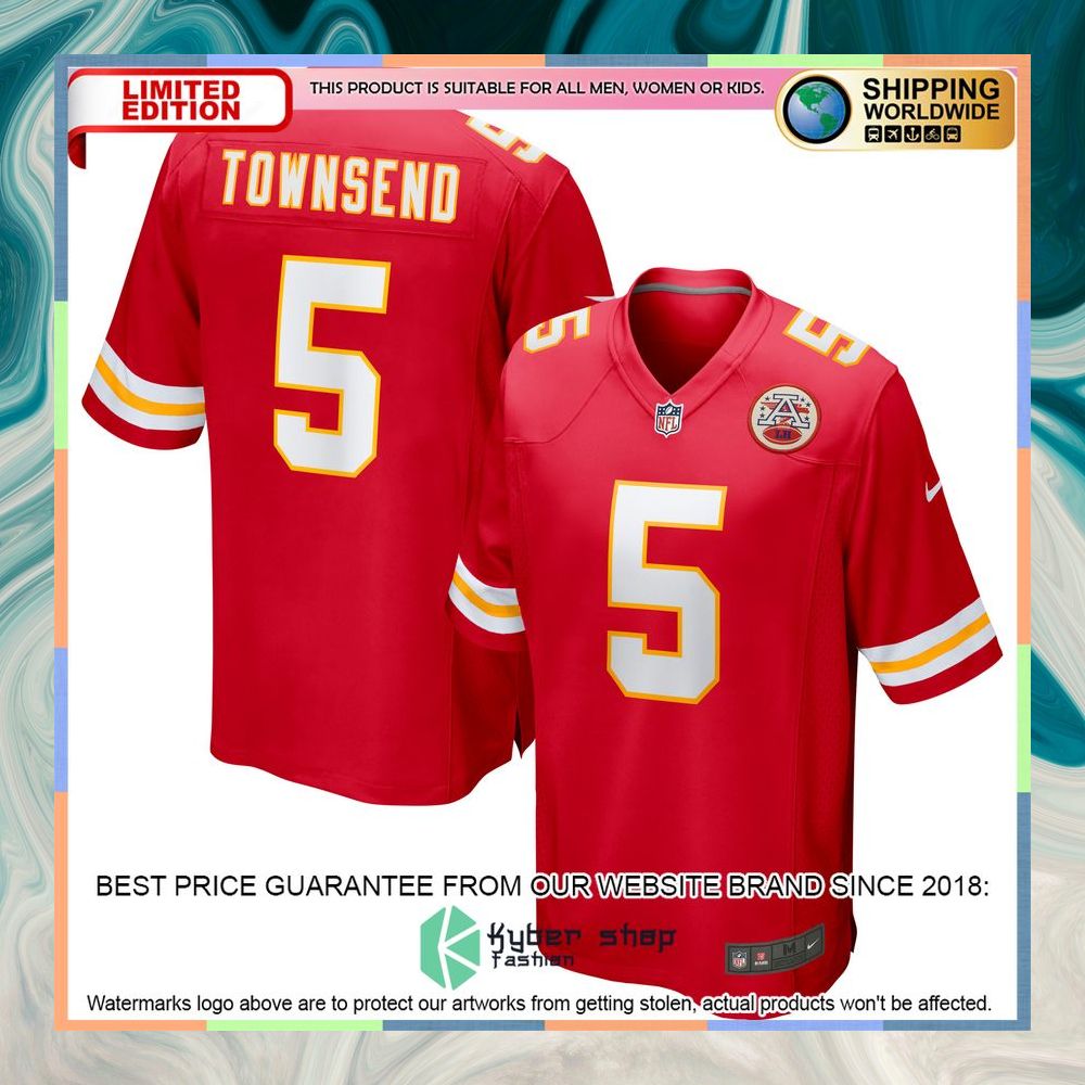 Tommy Townsend Kansas City Chiefs Red Football Jersey 8 Tommy Townsend Kansas City Chiefs Red Football Jersey word1