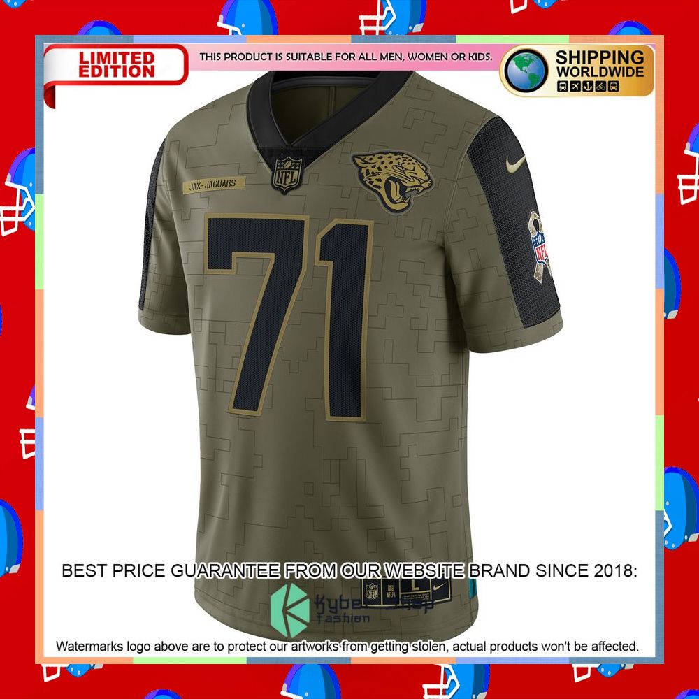 Tony Boselli Jacksonville Jaguars 2021 Salute To Service Retired Olive Football Jersey 6 Tony Boselli Jacksonville Jaguars 2021 Salute To Service Retired Olive Football Jersey word2