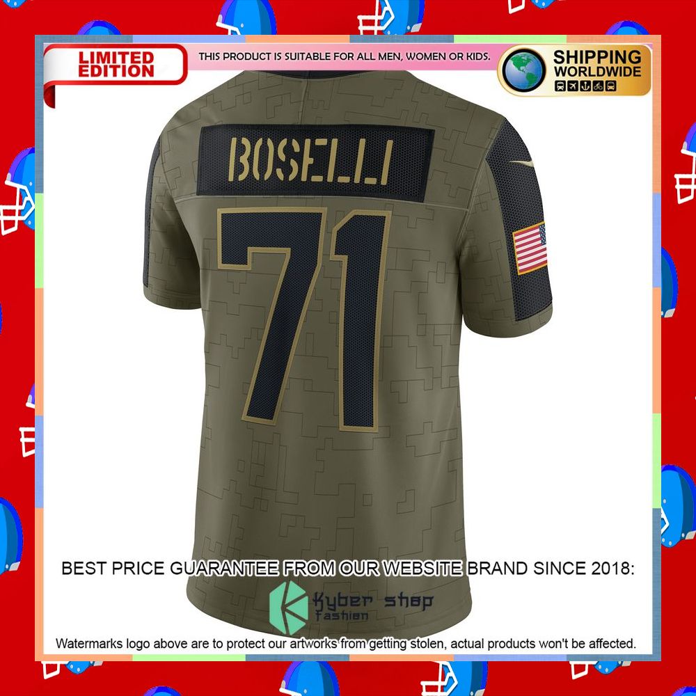 Tony Boselli Jacksonville Jaguars 2021 Salute To Service Retired Olive Football Jersey 7 Tony Boselli Jacksonville Jaguars 2021 Salute To Service Retired Olive Football Jersey word2
