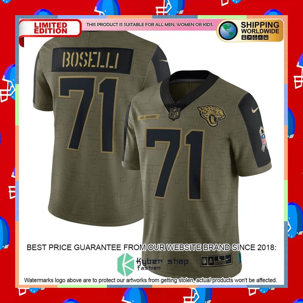 Tony Boselli Jacksonville Jaguars 2021 Salute To Service Retired Olive Football Jersey 8 Tony Boselli Jacksonville Jaguars 2021 Salute To Service Retired Olive Football Jersey word2