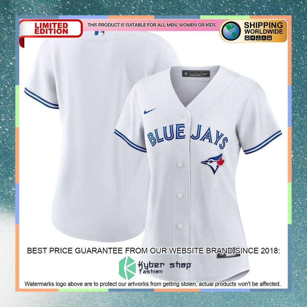 Toronto Blue Jays Women Home Blank White Baseball Jersey 4 Toronto Blue Jays Women Home Blank White Baseball Jersey word1