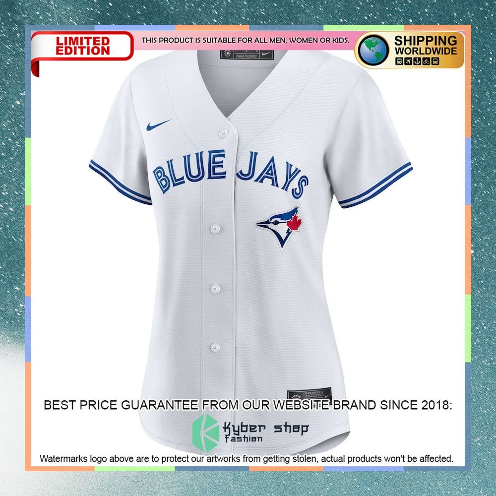 Toronto Blue Jays Women Home Blank White Baseball Jersey 5 Toronto Blue Jays Women Home Blank White Baseball Jersey word1