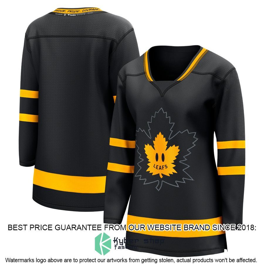 Toronto Maple Leafs Women's Alternate Premier Reversible Blank Black Hockey Jersey 3 Toronto Maple Leafs Women's Alternate Premier Reversible Blank Black Hockey Jersey word2