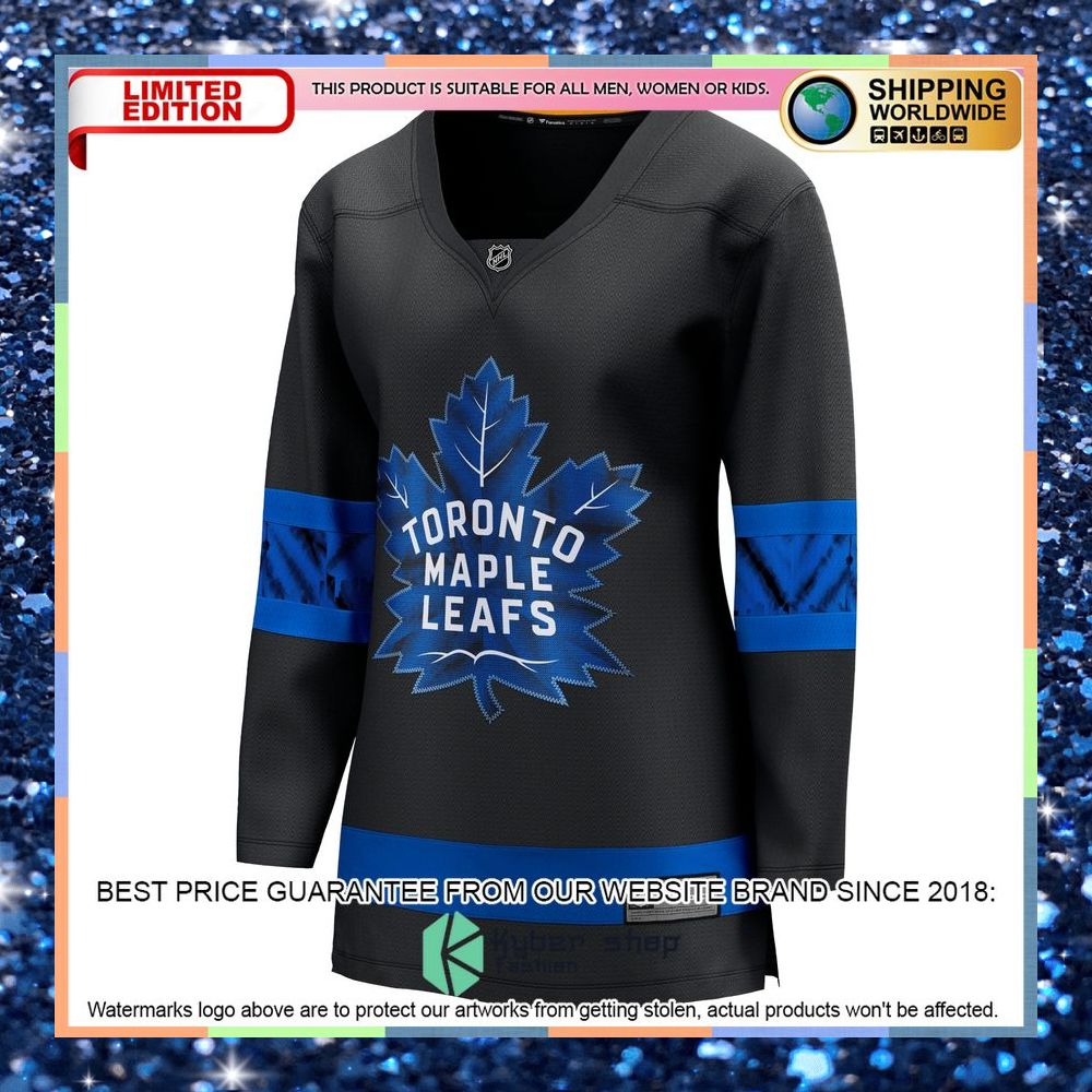 Toronto Maple Leafs Women's Alternate Premier Reversible Blank Black Hockey Jersey 12 Toronto Maple Leafs Women's Alternate Premier Reversible Blank Black Hockey Jersey word2