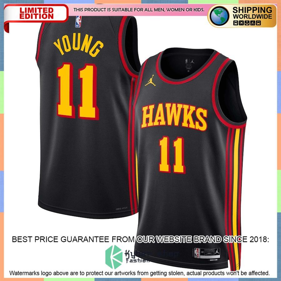 Trae Young Atlanta Hawks Jordan Brand 2022-23 Black Basketball Jersey