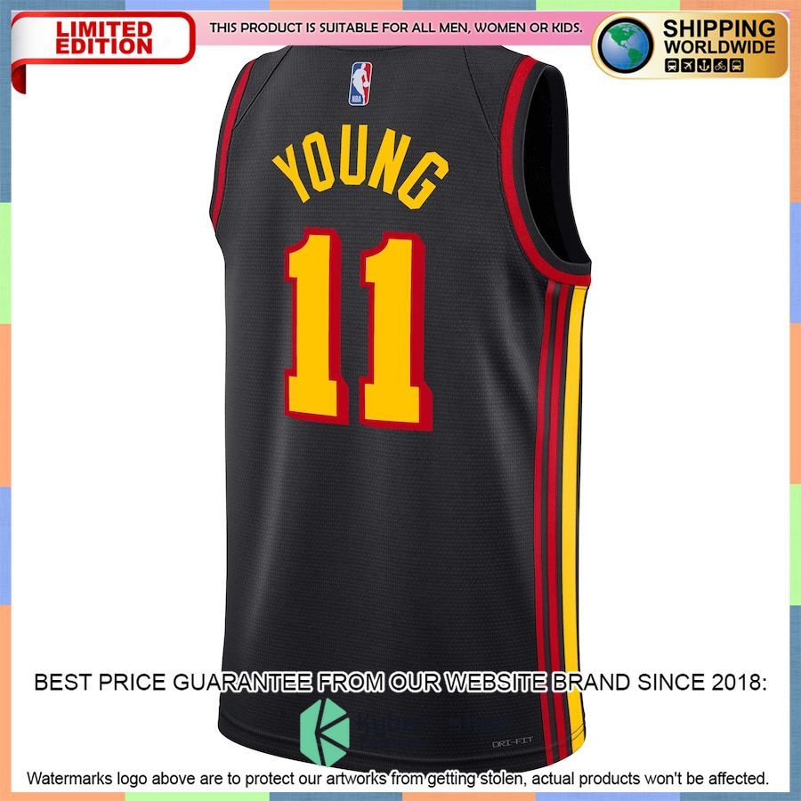 Trae Young Atlanta Hawks Jordan Brand 2022-23 Black Basketball Jersey 3 Trae Young Atlanta Hawks Jordan Brand 2022-23 Black Basketball Jersey word2