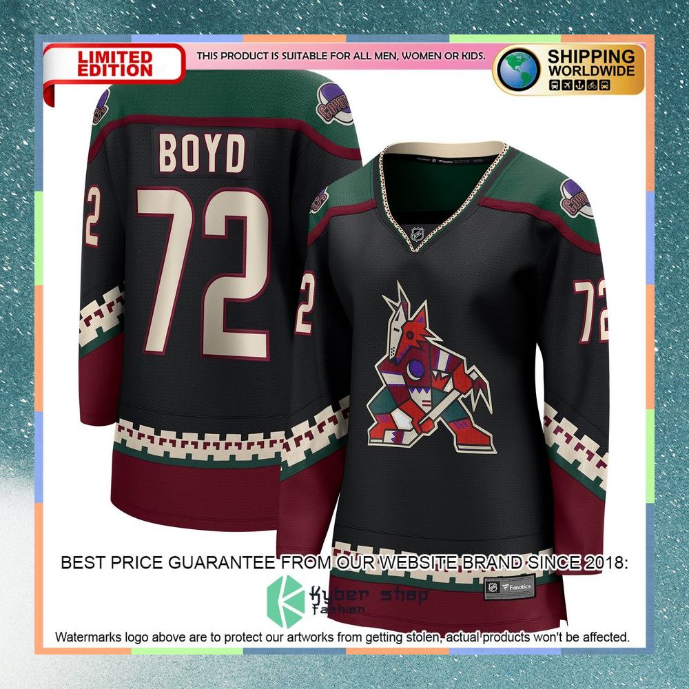 Travis Boyd Arizona Coyotes Women's Black Hockey Jersey 5 Travis Boyd Arizona Coyotes Women's Black Hockey Jersey word2