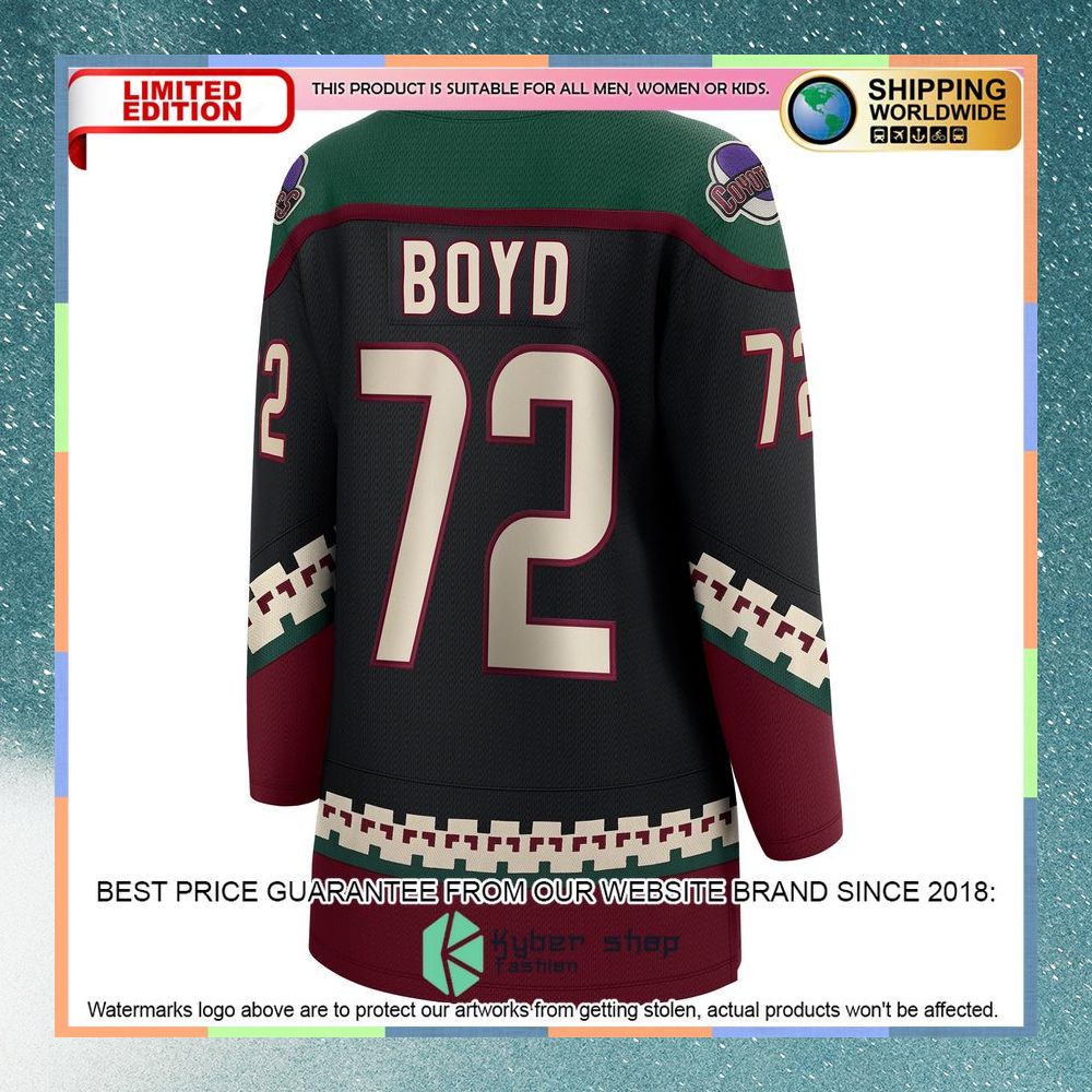Travis Boyd Arizona Coyotes Women's Black Hockey Jersey 7 Travis Boyd Arizona Coyotes Women's Black Hockey Jersey word2