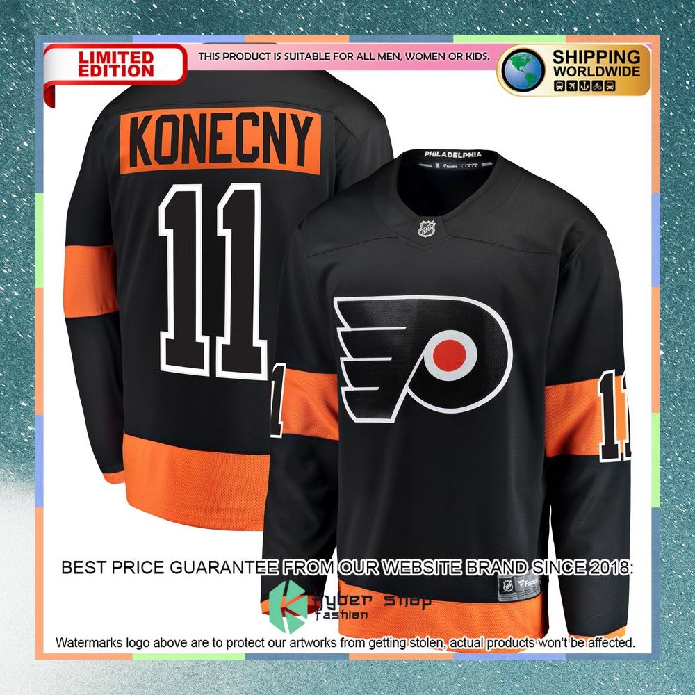 Travis Konecny Philadelphia Flyers Alternate Black Hockey Jersey 5 Travis Konecny Philadelphia Flyers Alternate Black Hockey Jersey word1