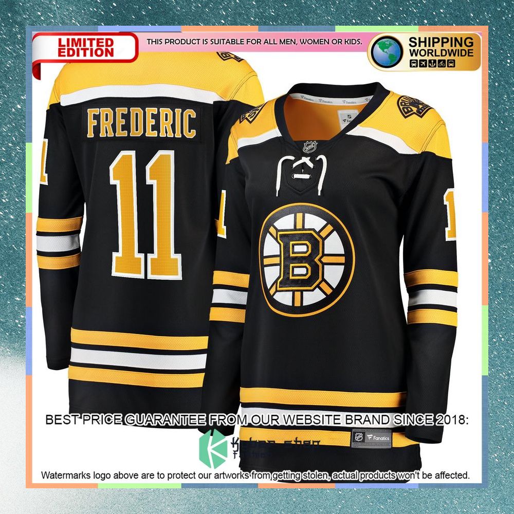 Trent Frederic Boston Bruins Women's Black Hockey Jersey 5 Trent Frederic Boston Bruins Women's Black Hockey Jersey word1