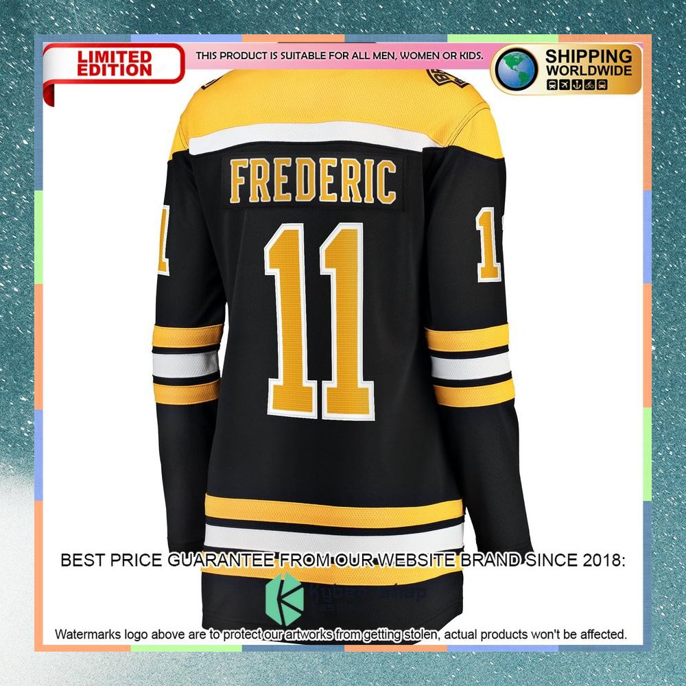 Trent Frederic Boston Bruins Women's Black Hockey Jersey 7 Trent Frederic Boston Bruins Women's Black Hockey Jersey word1