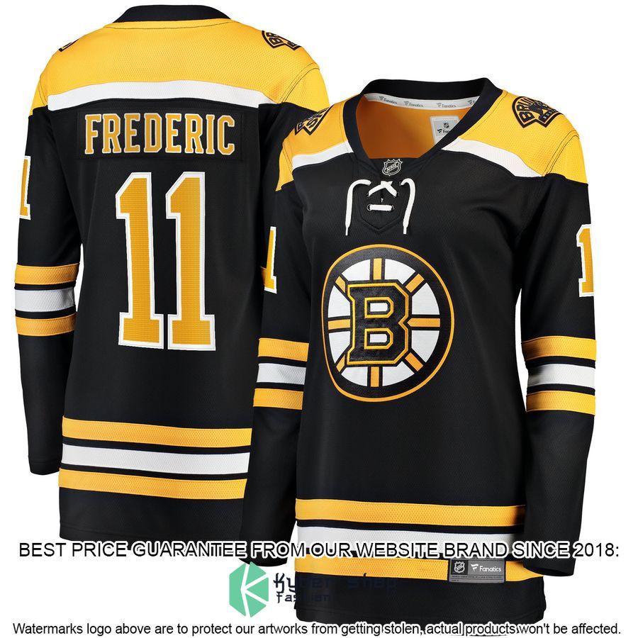 Trent Frederic Boston Bruins Women's Black Hockey Jersey 4 Trent Frederic Boston Bruins Women's Black Hockey Jersey word1