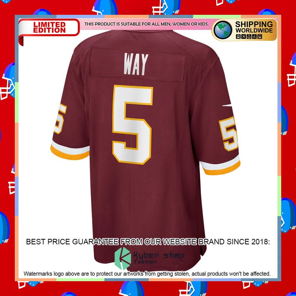 Tress Way Washington Football Team Burgundy Football Jersey 7 Tress Way Washington Football Team Burgundy Football Jersey word1