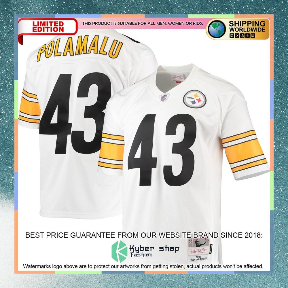 Troy Polamalu Pittsburgh Steelers Mitchell & Ness 2005 Legacy Replica White Football Jersey 8 Troy Polamalu Pittsburgh Steelers Mitchell & Ness 2005 Legacy Replica White Football Jersey word3