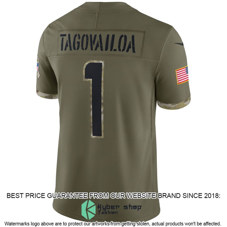 Tua Tagovailoa Miami Dolphins 2022 Salute To Service Olive Football Jersey 3 Tua Tagovailoa Miami Dolphins 2022 Salute To Service Olive Football Jersey word1