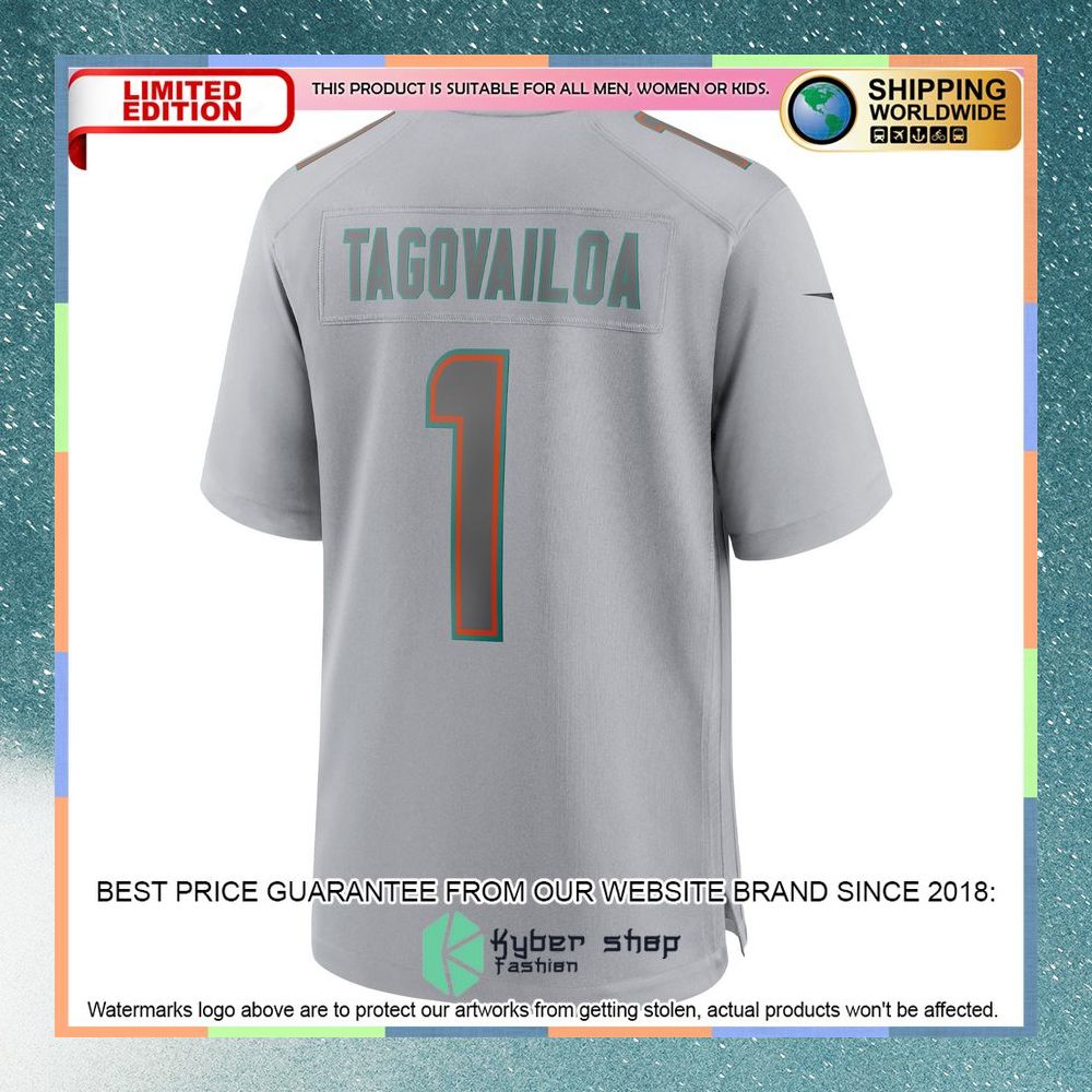 Tua Tagovailoa Miami Dolphins Atmosphere Fashion Gray Football Jersey 7 Tua Tagovailoa Miami Dolphins Atmosphere Fashion Gray Football Jersey word2