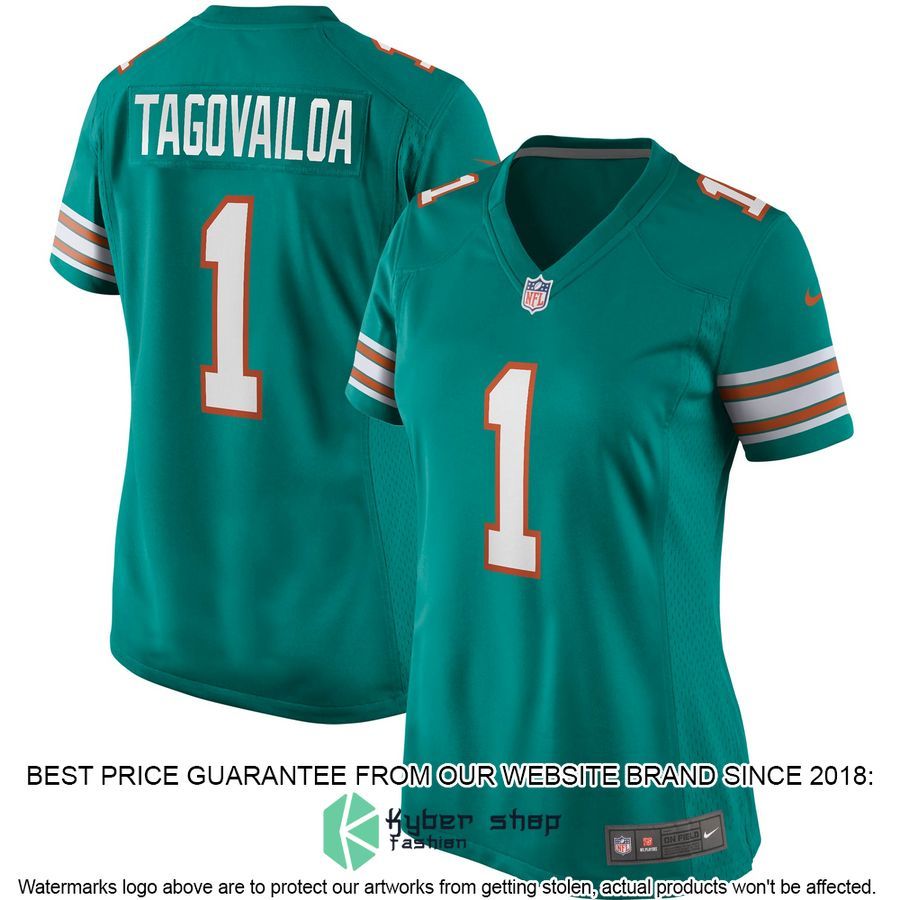 Tua Tagovailoa Miami Dolphins Women's Alternate Aqua Football Jersey 4 Tua Tagovailoa Miami Dolphins Women's Alternate Aqua Football Jersey word3