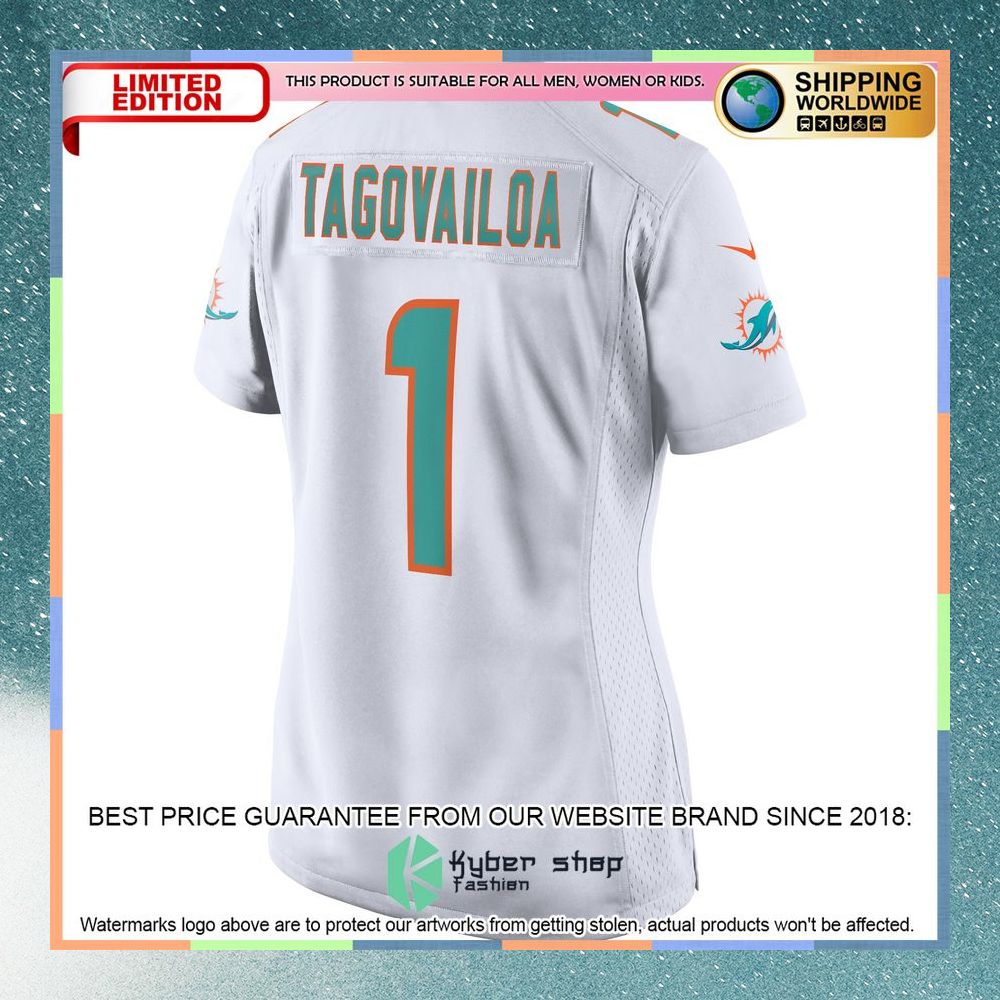 Tua Tagovailoa Miami Dolphins Women's White Football Jersey 7 Tua Tagovailoa Miami Dolphins Women's White Football Jersey word1