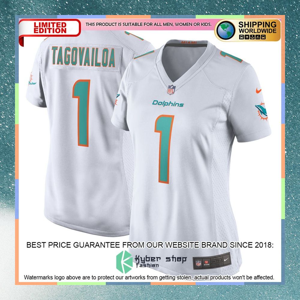 Tua Tagovailoa Miami Dolphins Women's White Football Jersey 8 Tua Tagovailoa Miami Dolphins Women's White Football Jersey word1
