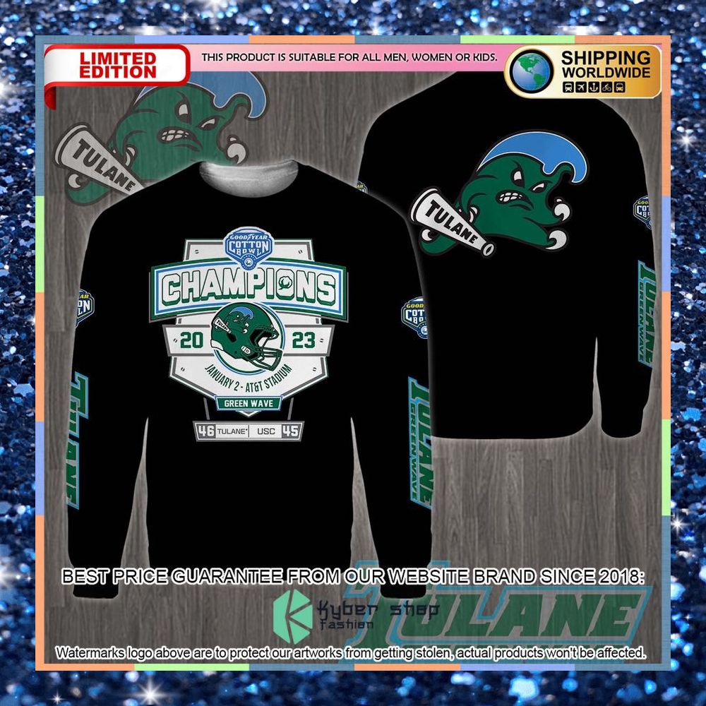 Tulane Green Wave 2023 Cotton Bowl Champions Black 3D Hoodie, Shirt 7 Tulane Green Wave 2023 Cotton Bowl Champions Black 3D Hoodie, Shirt word2