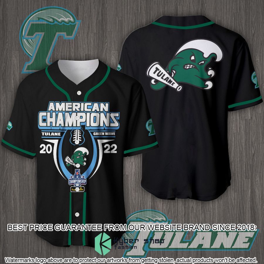 Tulane Green Wave AAC Champions Black Hawaiian Shirt word3