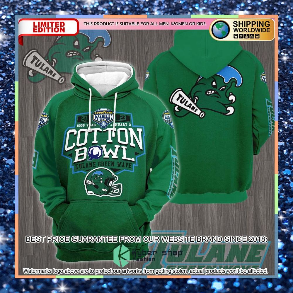 Tulane Green Wave Cotton Bowl Champions 2023 Green 3D Hoodie, Shirt 5 Tulane Green Wave Cotton Bowl Champions 2023 Green 3D Hoodie, Shirt word2
