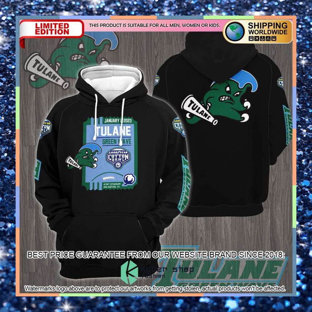 Tulane Green Wave Cotton Bowl Champions January 2023 Black 3D Hoodie, Shirt 5 Tulane Green Wave Cotton Bowl Champions January 2023 Black 3D Hoodie, Shirt word1