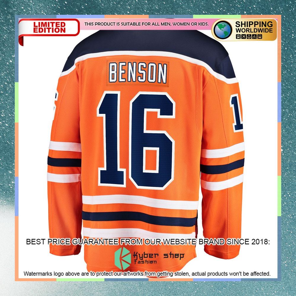 Tyler Benson Edmonton Oilers Orange Hockey Jersey 7 Tyler Benson Edmonton Oilers Orange Hockey Jersey word2