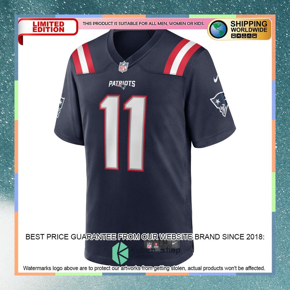 Tyquan Thornton New England Patriots Navy Football Jersey 6 Tyquan Thornton New England Patriots Navy Football Jersey word1
