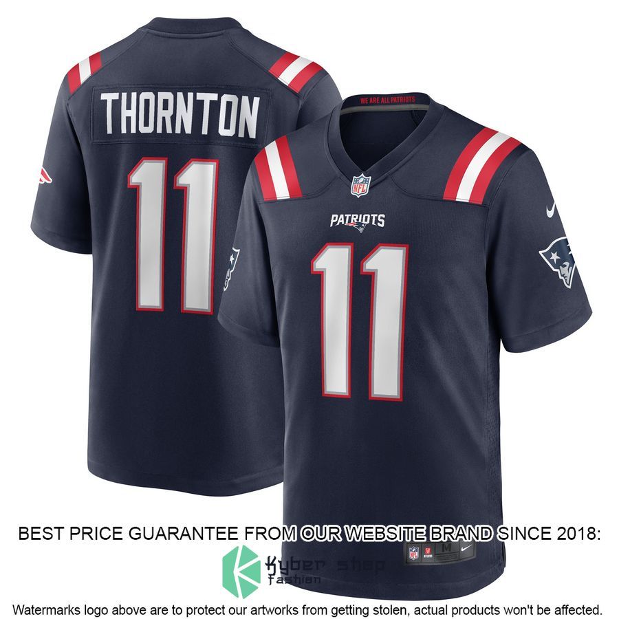 Tyquan Thornton New England Patriots Navy Football Jersey 4 Tyquan Thornton New England Patriots Navy Football Jersey word1