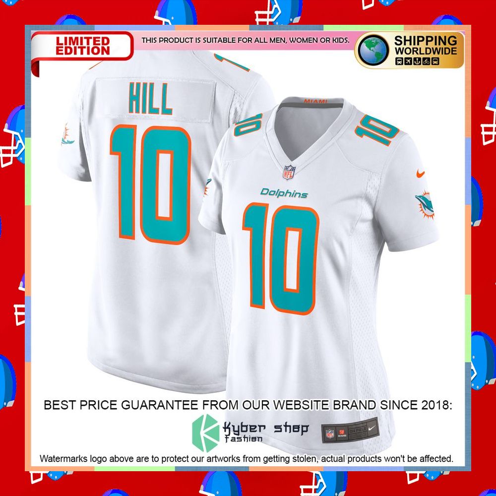 Tyreek Hill Miami Dolphins Women's White Football Jersey 9 Tyreek Hill Miami Dolphins Women's White Football Jersey word1