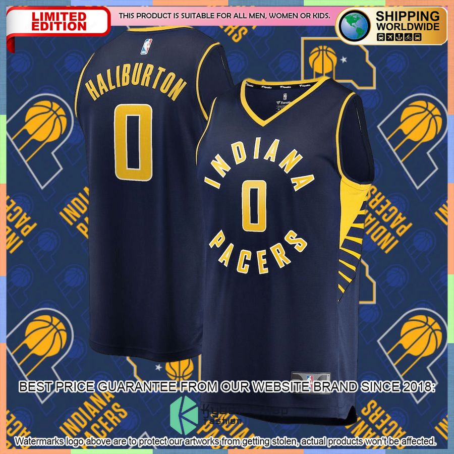 Tyrese Haliburton Indiana Pacers 2021-22 Navy Basketball Jersey 4 Tyrese Haliburton Indiana Pacers 2021-22 Navy Basketball Jersey word1