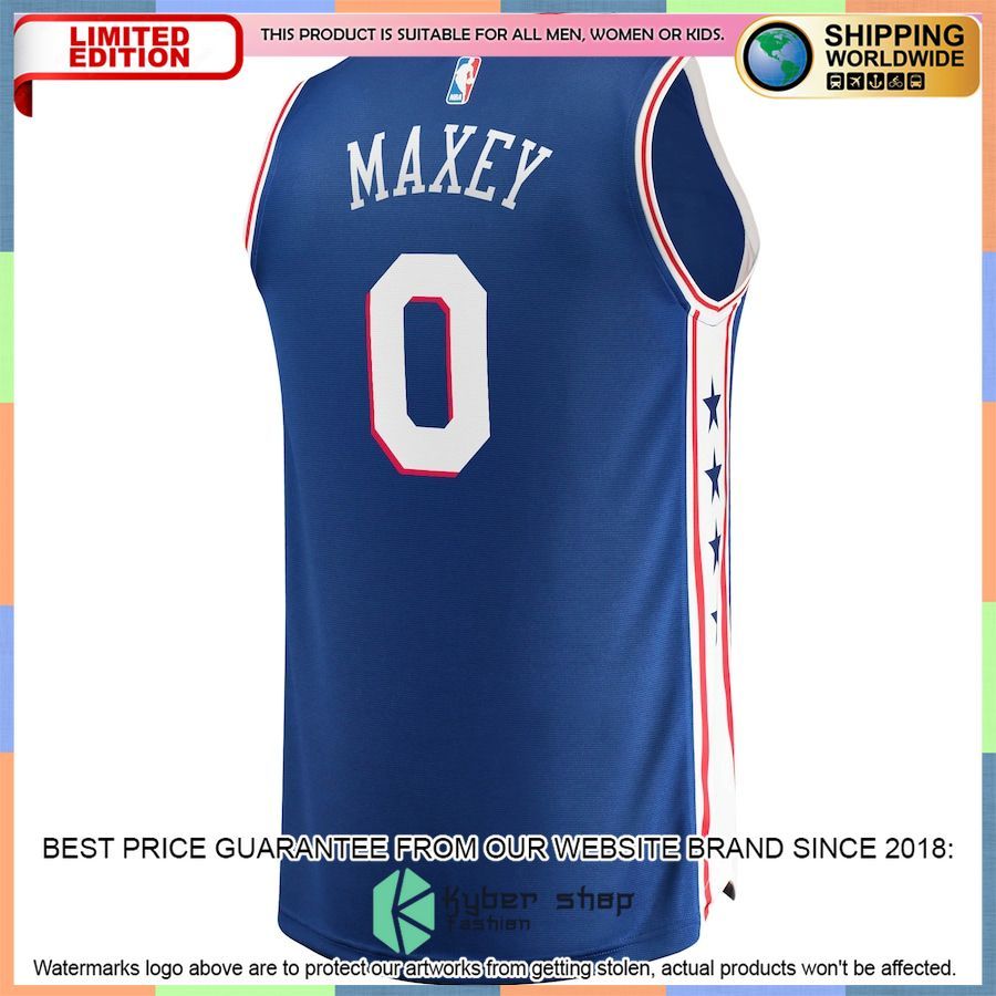 Tyrese Maxey Philadelphia 76ers 2020-21 Royal Basketball Jersey 3 Tyrese Maxey Philadelphia 76ers 2020-21 Royal Basketball Jersey word3