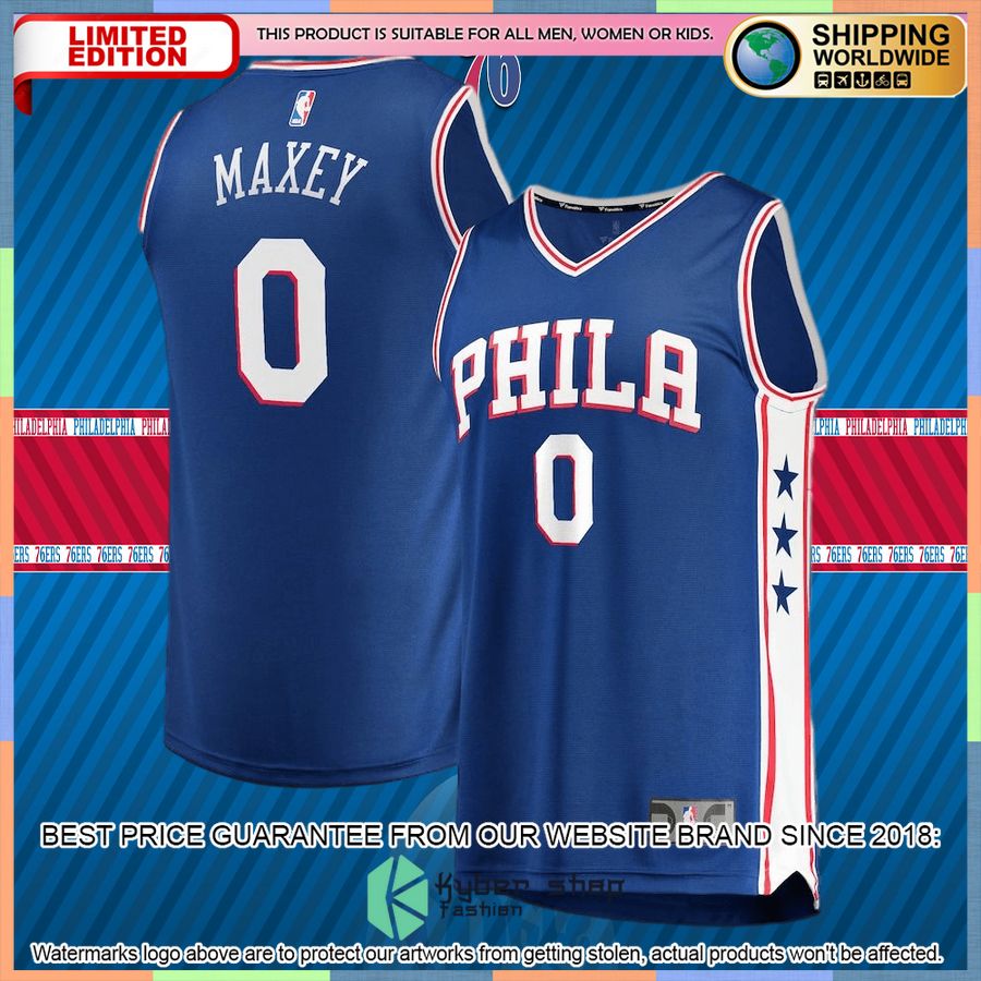 Tyrese Maxey Philadelphia 76ers 2020-21 Royal Basketball Jersey 4 Tyrese Maxey Philadelphia 76ers 2020-21 Royal Basketball Jersey word3