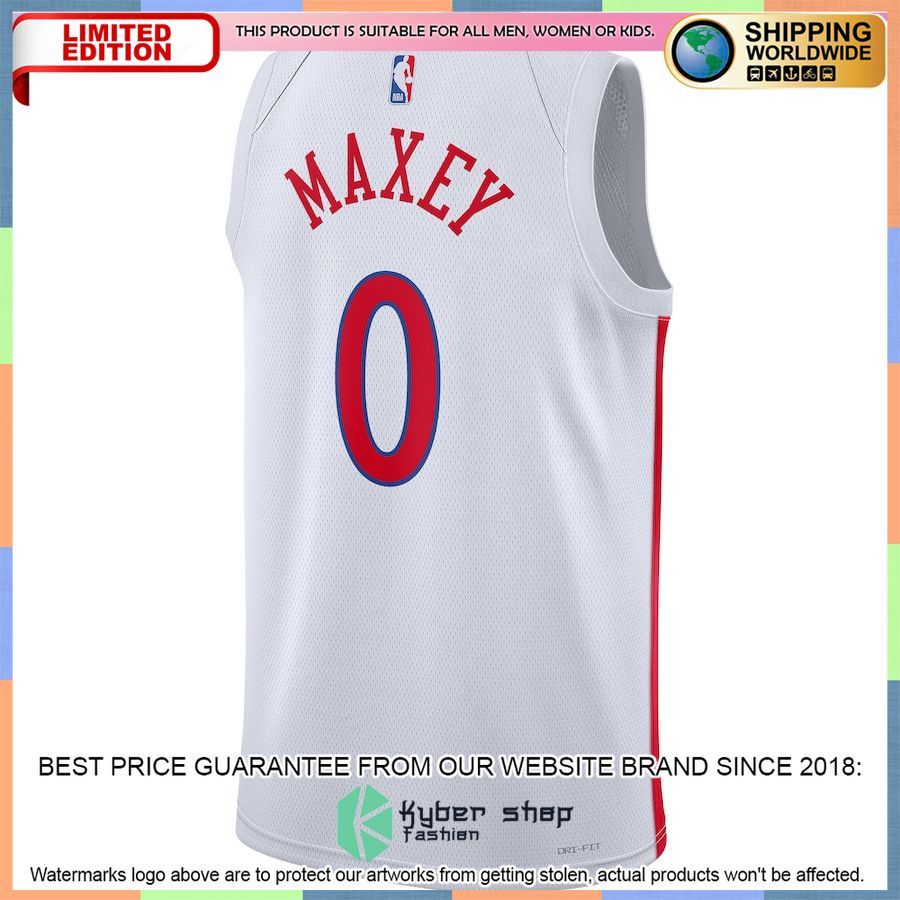 Tyrese Maxey Philadelphia 76ers Nike 2022-23 White Basketball Jersey 3 Tyrese Maxey Philadelphia 76ers Nike 2022-23 White Basketball Jersey word2